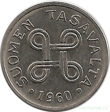 Монета. Финляндия. 1 марка 1960 год. 