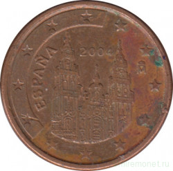 Монета. Испания. 1 цент 2004 год.