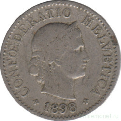 Монета. Швейцария. 5 раппенов 1898 год.