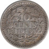 Монета. Нидерланды. 10 центов 1919 год. ав.