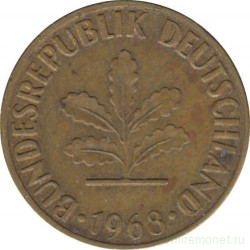 Монета. ФРГ. 5 пфеннигов 1968 год. Монетный двор - Гамбург (J).