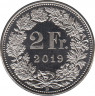Монета. Швейцария. 2 франка 2019 год. ав.