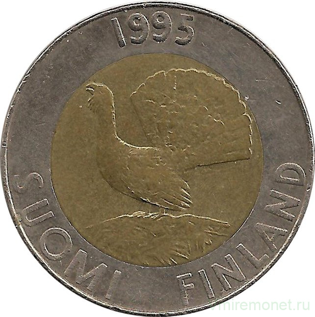Монета. Финляндия. 10 марок 1995 год.