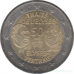 Монета. Германия. 2 евро 2013 год. 50 лет подписанию Елисейского договора (A).