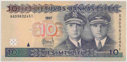 Банкнота. Литва. 10 лит 1997 год.