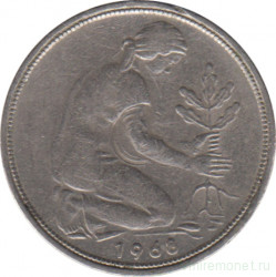 Монета. ФРГ. 50 пфеннигов 1968 год. Монетный двор - Штутгарт (F).