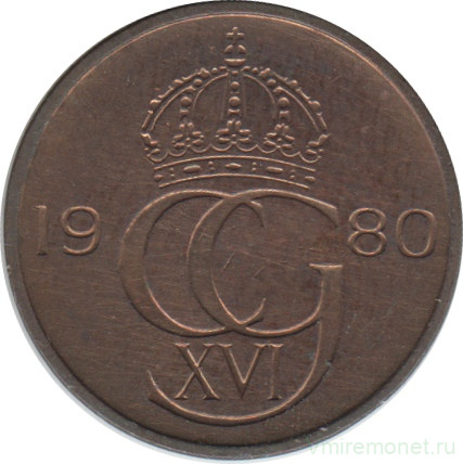 Монета. Швеция. 5 эре 1980 год.