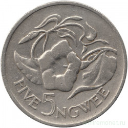Монета. Замбия. 5 нгве 1972 год.