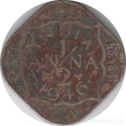 Монета. Индия. 1/2 анны 1946 год.