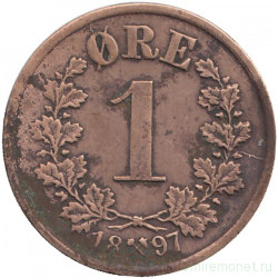 Монета. Норвегия. 1 эре 1897 год.