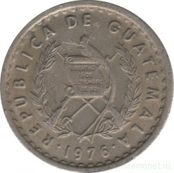 Монета. Гватемала. 10 сентаво 1976 год.