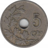 Монета. Бельгия. 5 сантимов 1905 год. BELGIE. рев.