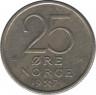  Монета. Норвегия. 25 эре 1974 год. ав.