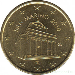 Монета. Сан-Марино. 10 центов 2010 год.