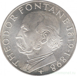 Монета. ФРГ. 5 марок 1969 год. 150 лет со дня рождения Теодора Фонтане.