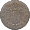 Монета. Великобритания. 1/2 кроны (2.5 шиллинга) 1959 год. ав.