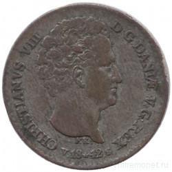 Монета. Дания. 4 ригсбанкскиллинга 1842 год. 