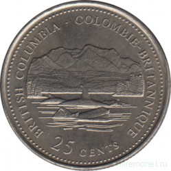 Монета. Канада. 25 центов 1992 год. 125 лет Конфедерации Канада. Британская Колумбия.