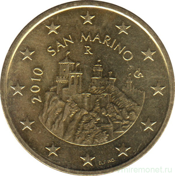 Монета. Сан-Марино. 50 центов 2010 год.