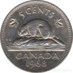 Монета. Канада. 5 центов 1968 год.