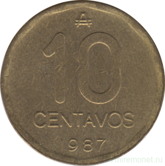 Монета. Аргентина. 10 сентаво 1987 год.
