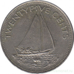 Монета. Багамские острова. 25 центов 1997 год.