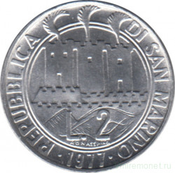 Монета. Сан-Марино. 2 лиры 1977 год. Океан.