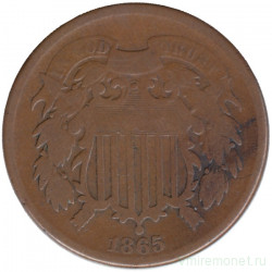 Монета. США. 2 цента 1865 год.