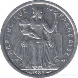 Монета. Новая Каледония. 1 франк 1988 год.