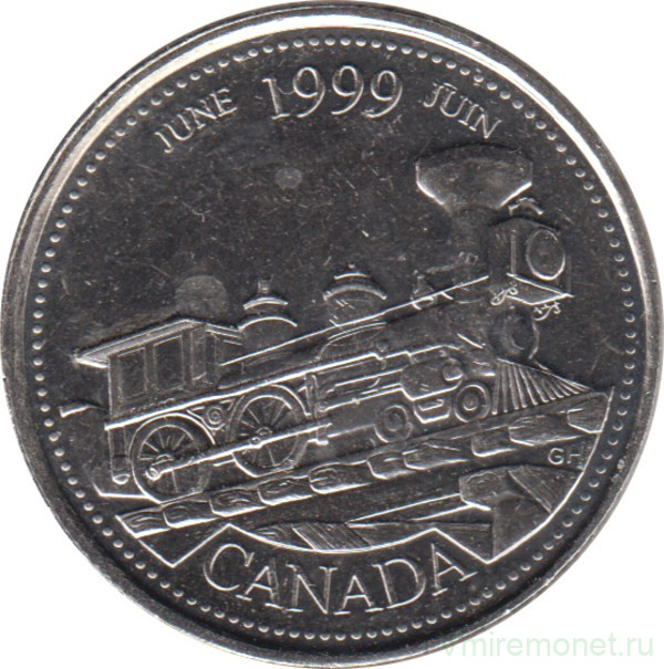 Монета. Канада. 25 центов 1999 год. Миллениум - июнь 1999. 