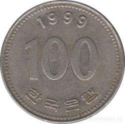 Монета. Южная Корея. 100 вон 1999 год.