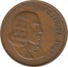 Монета. Южно-Африканская республика. 2 цента 1965 год. Аверс - "SOUTH AFRICA". ав.