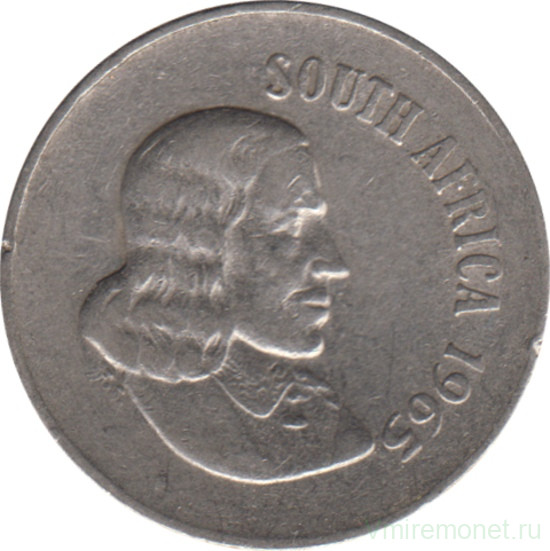 Монета. Южно-Африканская республика (ЮАР). 10 центов 1965 год. Аверс - "SOUTH AFRICA".