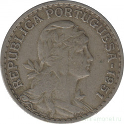 Монета. Португалия. 1 эскудо 1951 год.