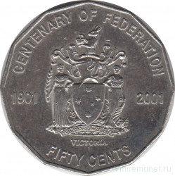 Монета. Австралия. 50 центов 2001 год. Столетие конфедерации. Виктория.