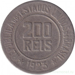 Монета. Бразилия. 200 рейсов 1923 год.