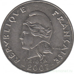 Монета. Новая Каледония. 20 франков 2007 год.