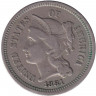 Монета. США. 3 цента 1881 год.