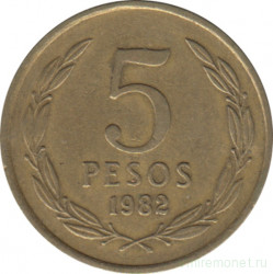Монета. Чили. 5 песо 1982 год.