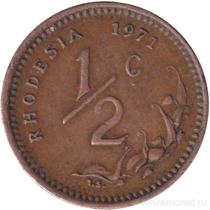 Монета. Родезия. 1/2 цента 1971 год.