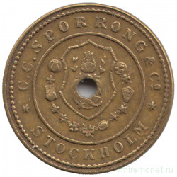 Жетон транспортный. Швеция. Стокгольм. Для общественного транспорта компании "Sporrong and Co, frukost". Латунь.
