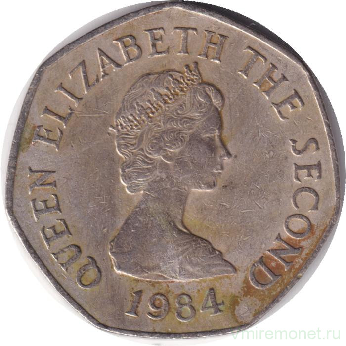 Монета. Джерси. 50 новых пенсов 1984 год.