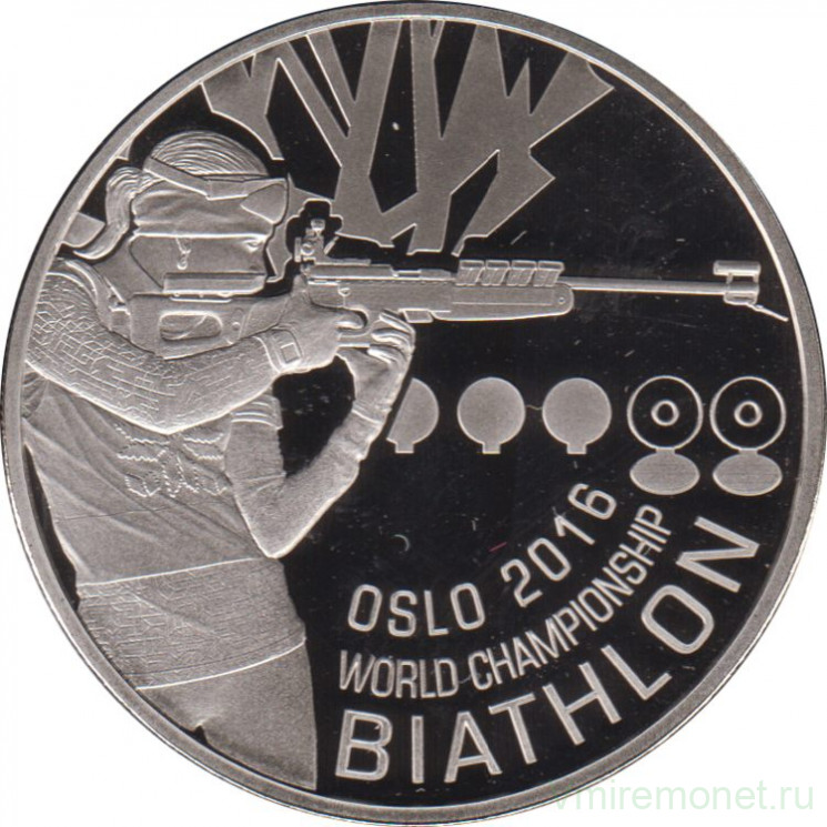 Монета. Беларусь. 1 рубль 2016 год. Чемпионат мира по биатлону. Осло 2016.