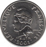 Монета. Новая Каледония. 10 франков 2001 год. ав.