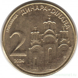 Монета. Сербия. 2 динара 2024 год.