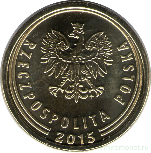 Монета. Польша. 5 грошей 2015 год.