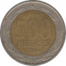 Монета. Чили. 500 песо 2011 год. ав.