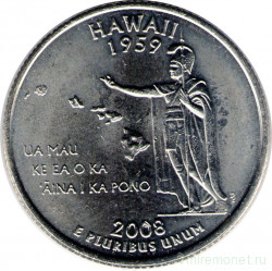 Монета. США. 25 центов 2008 год. Штат № 50 Гавайи. Монетный двор D.