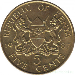 Монета. Кения. 5 центов 1987 год.