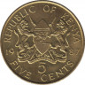 Монета. Кения. 5 центов 1987 год. ав.